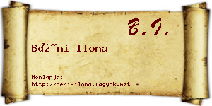 Béni Ilona névjegykártya