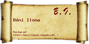 Béni Ilona névjegykártya